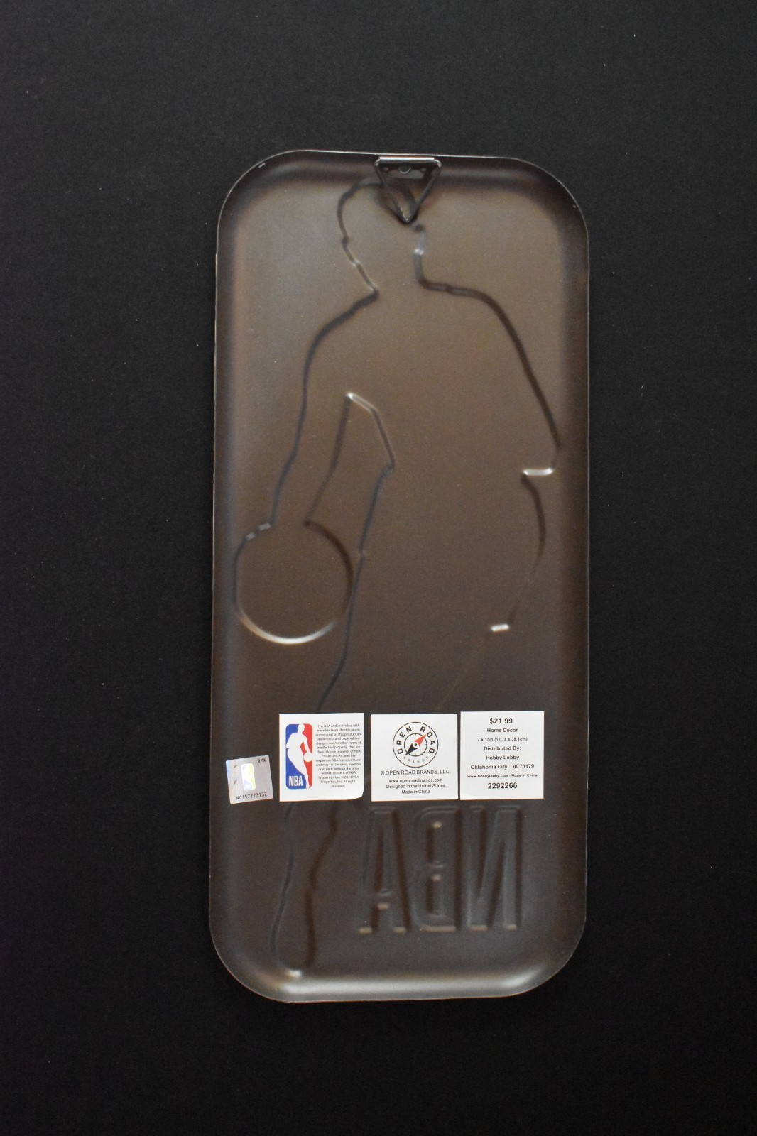 NBA Logo Metal Wall Sign 7×15 Embossed Red White Blue Basketball Decor