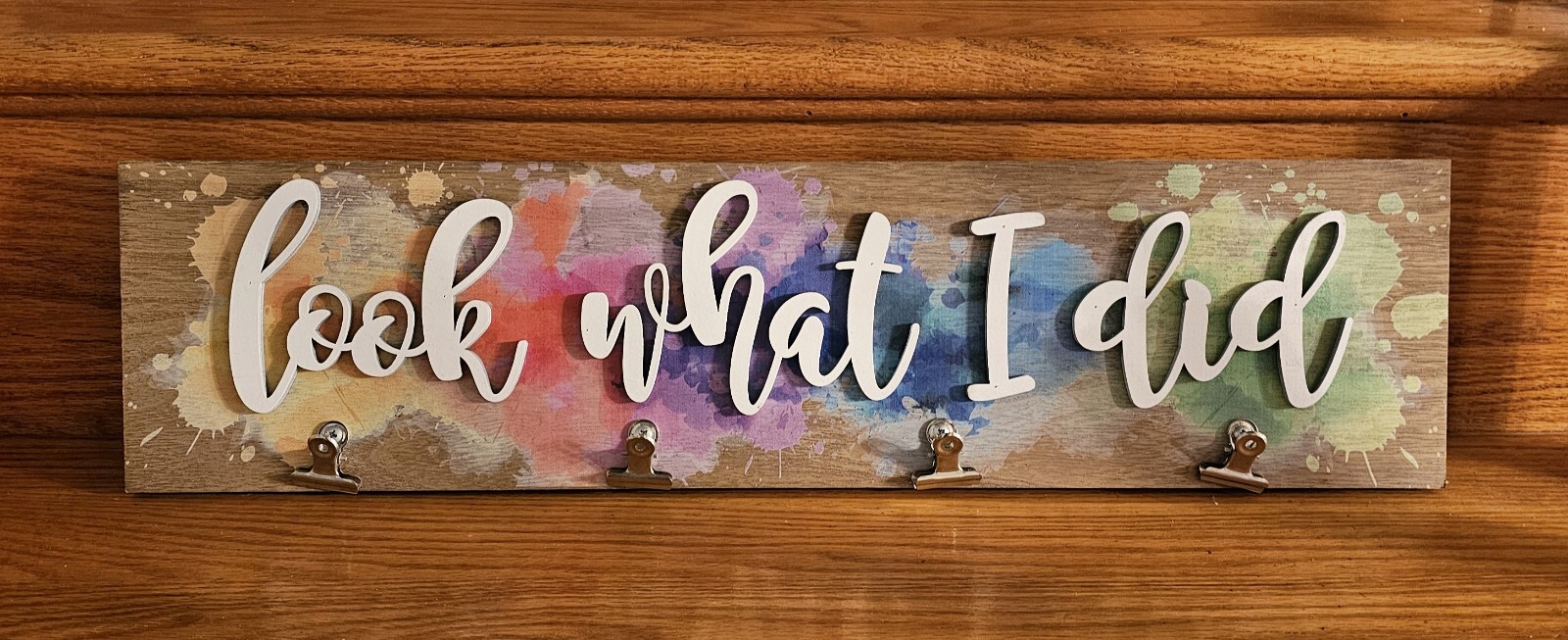 The Design House “Look What I Did”Clips Hang Artwork Display 24×6” Ready To Hang