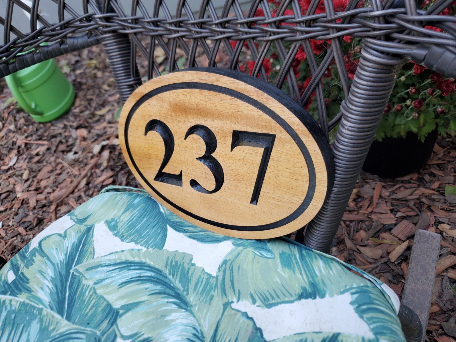 Custom House Sign Number Plaque Outdoor Wood Caved Personalized Home Oval