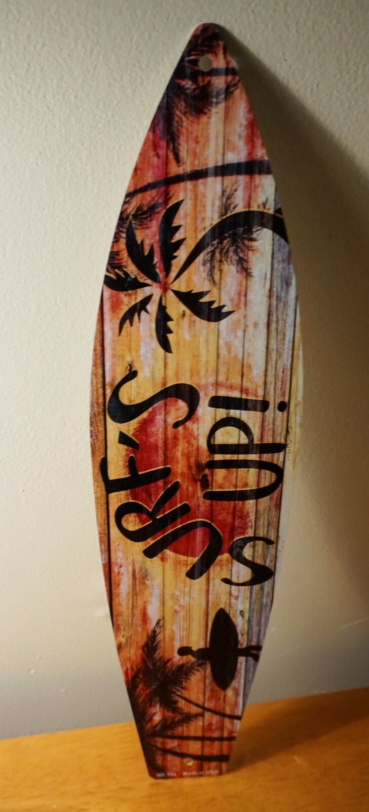 Retro Style SURFS UP SUNSET SURFBOARD SIGN Tiki Bar Beach Surfing Home Decor NEW