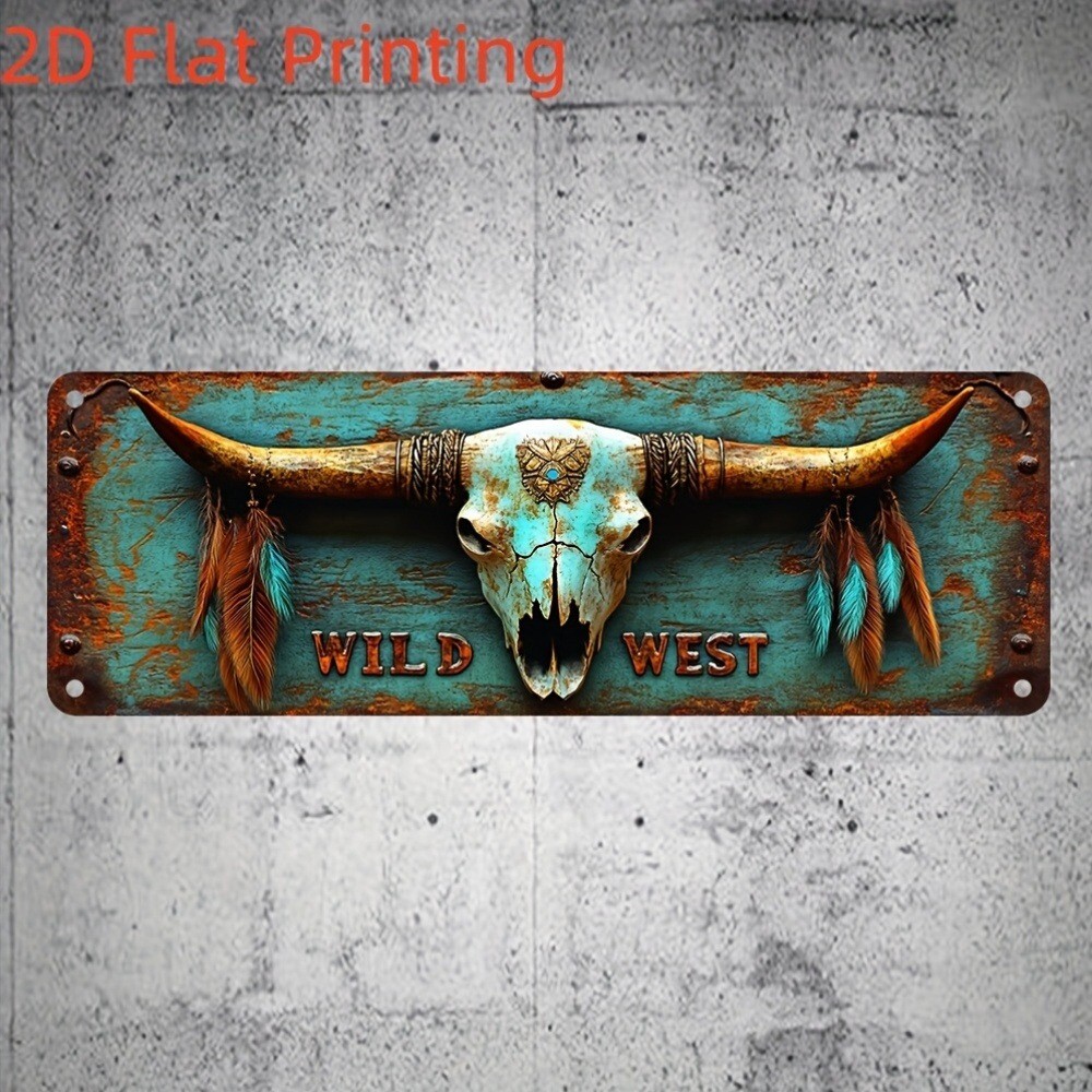 Wild West Tin Sign Vintage Western Saloon Decor Retro Metal Signs Bar Wall Art