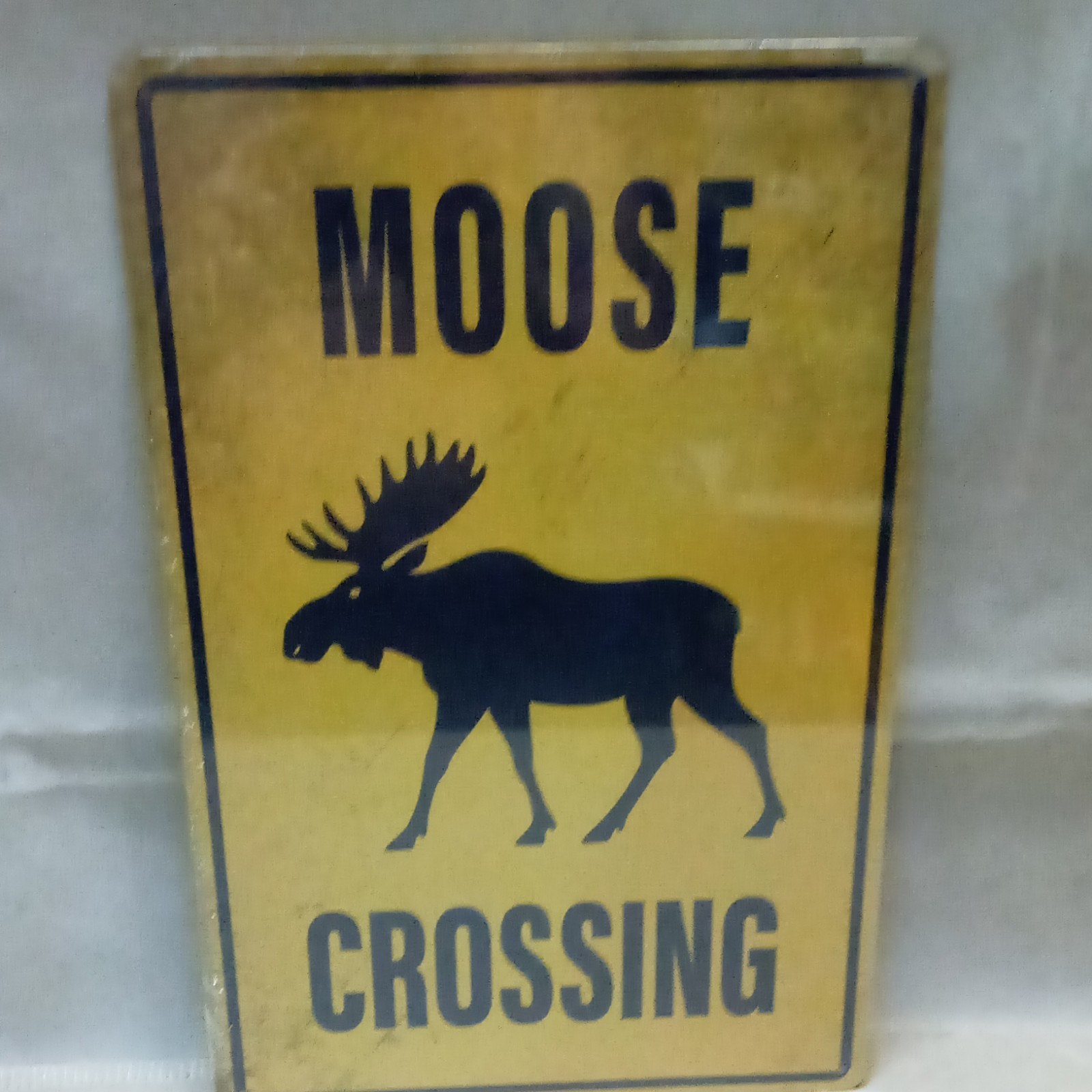 Moose Crossing Metal Sign Yellow/Black Rectangle Vertical 8″X12″ Decorative