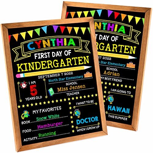 First & Last Day of School Chalkboard with Frame, 14 x 11 Inch First Day of