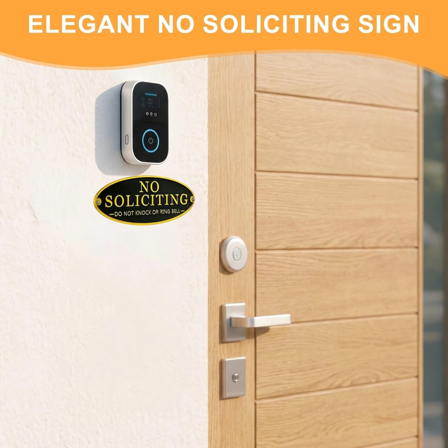 Brass No Soliciting Sign for House, No Soliciting Sign Metal for Front Door Home