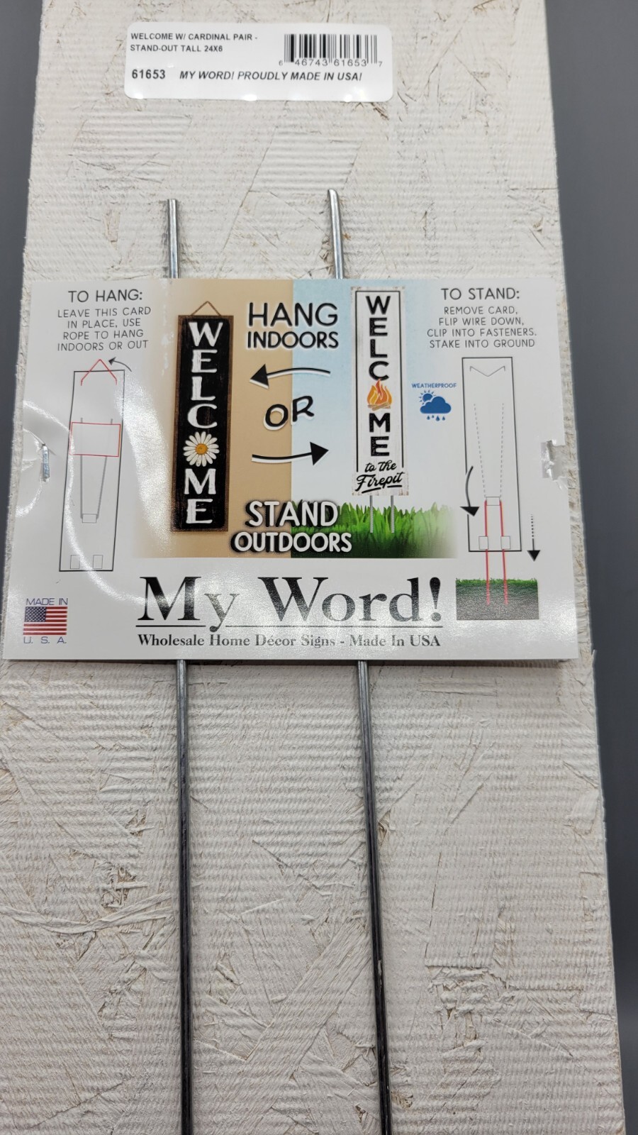 Myword! Stand Out Tall Hanging Standing Sign “Welcome Cardinal Pair” 24″x6″