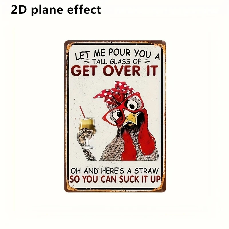 NEW 8×6 Funny Tin-Style Fiberboard Sign of Hilarious Cynical Heartless Chicken