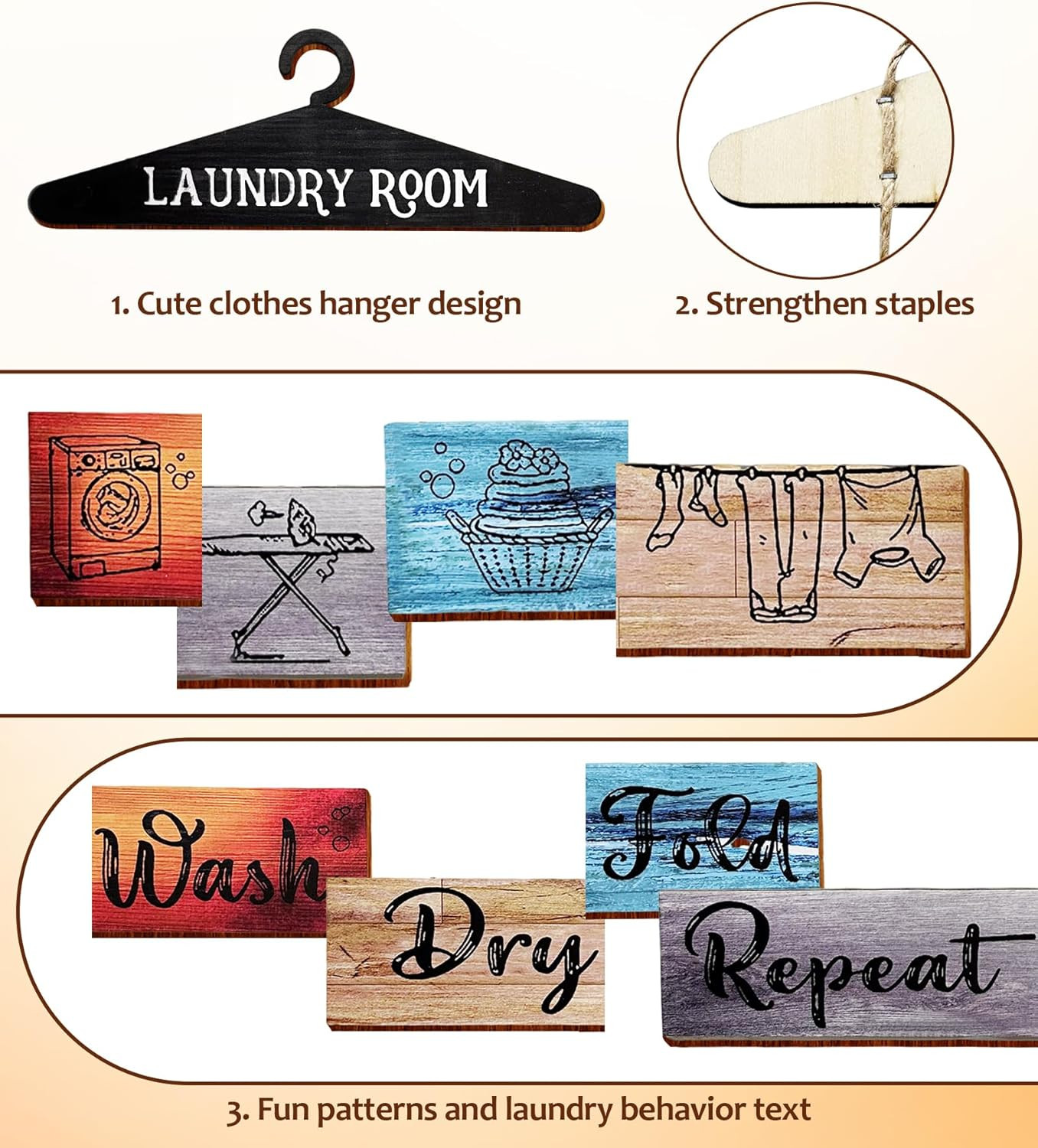 Rustic Laundry Room Decor, Laundry Room Pictures Wall Decor, Wooden Wall Art wit