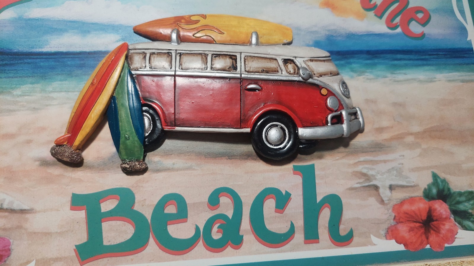 VW Van“life Is Good”Surfing Beachcomber 2009 Wall Picture 17″Wood 3D Sign BoHo