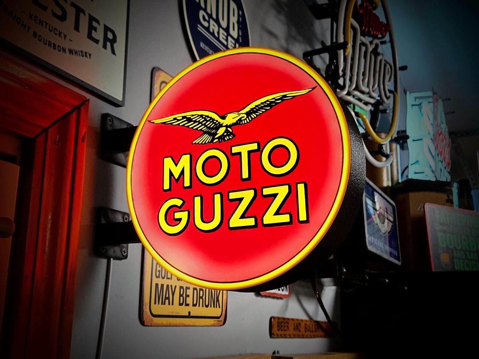 VINTAGE MOTO GUZZI 12 Inch Light Box LED Sign 3D Printed Wall Decor Man Cave