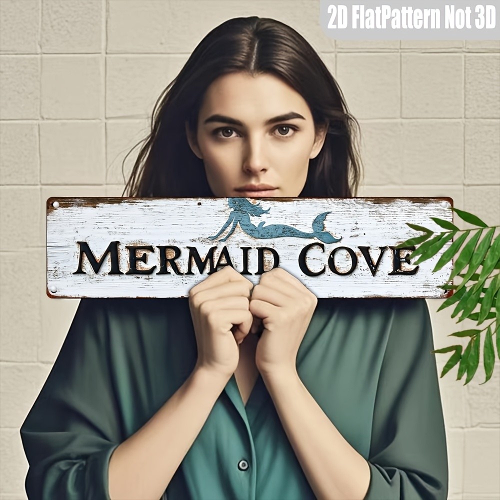 Mermaid Cove Vintage Metal Sign 10x40cm Wall Decor