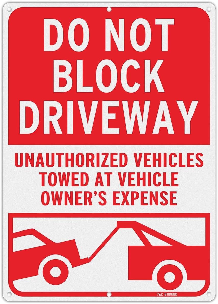 Large Reflective Do Not Block Driveway Sign – 14×10 Inches Aluminum Safety Sign