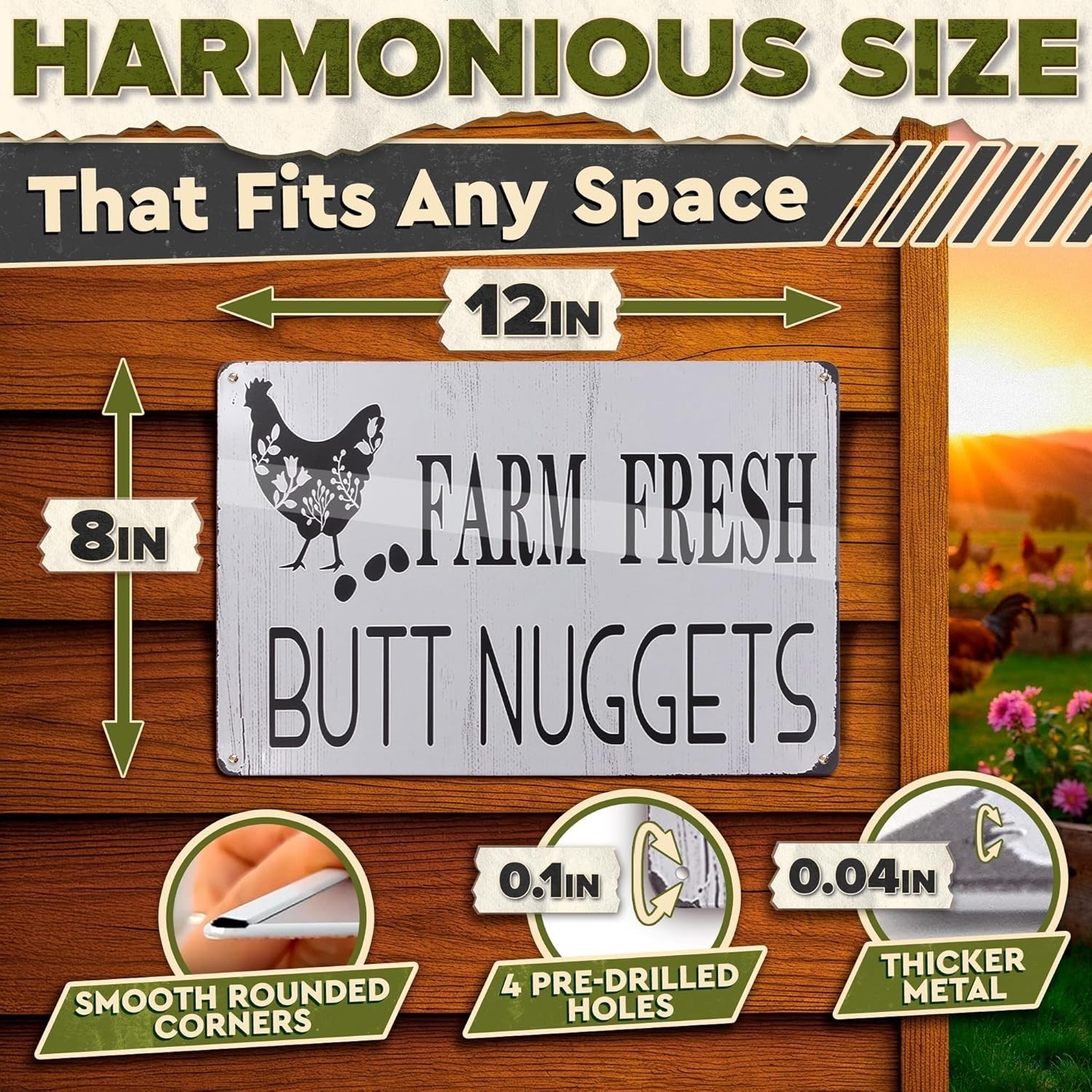 Metal Funny Chicken Coop Signs for Outside 8×12″ – Rustic Tin Farm House Kitc…