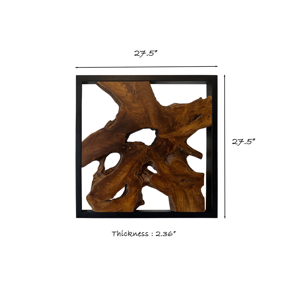 Rustic Teak Wood Wall Decor 17”x 31.5” Farmhouse Live Edge Wall Art Decoration