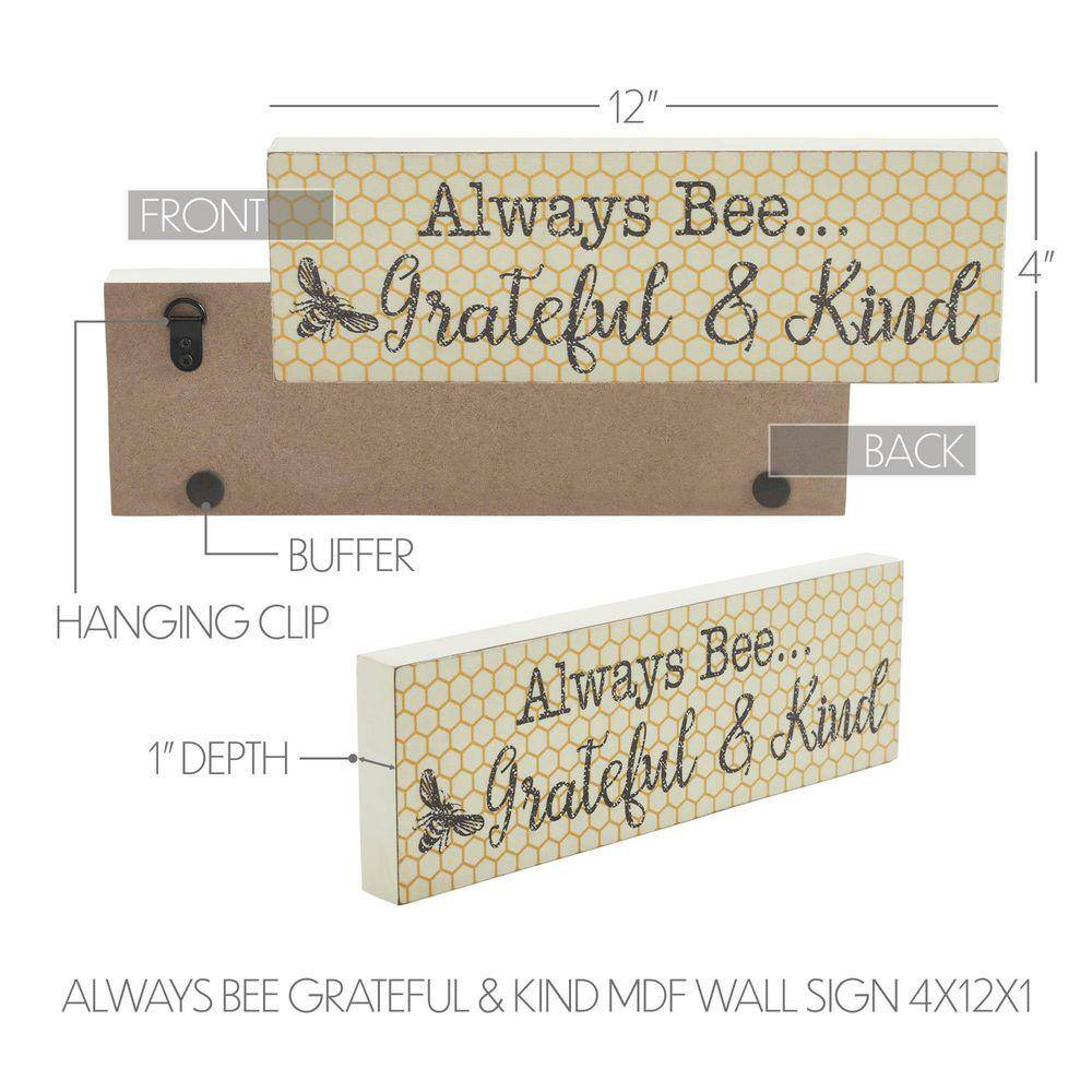 Buzzy Bees 4 In. X 12 In. Always Bee Grateful and Kind MDF Wall Art