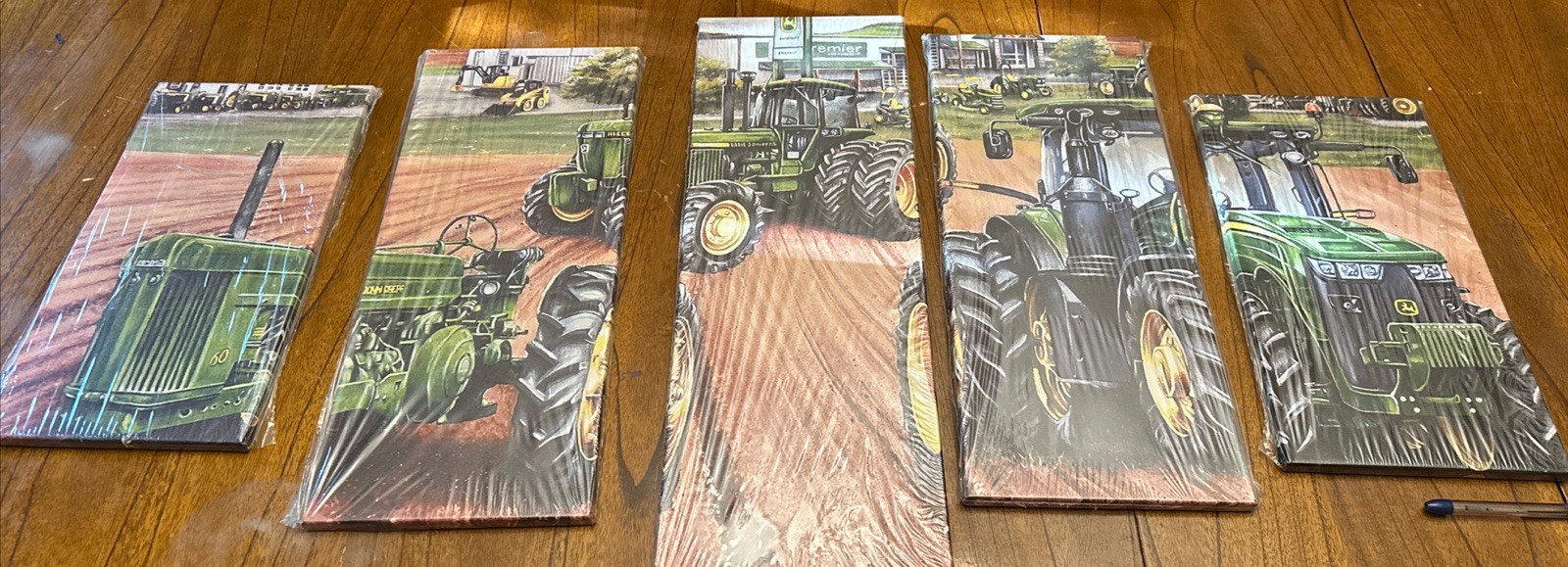 New – John Deere Rectangular Agriculture Farming Wall Hanging Group 5 Panels Set