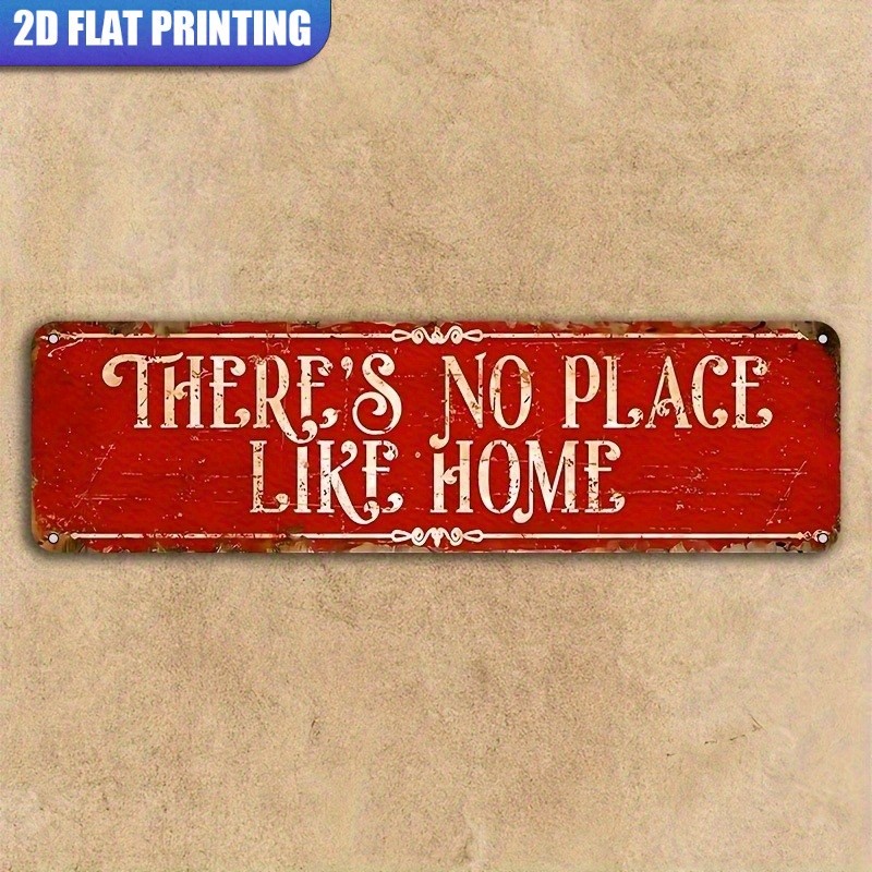 Vintage No Place Like Home Metal Wall Sign Rustic Tin Plaque Housewarming Gift