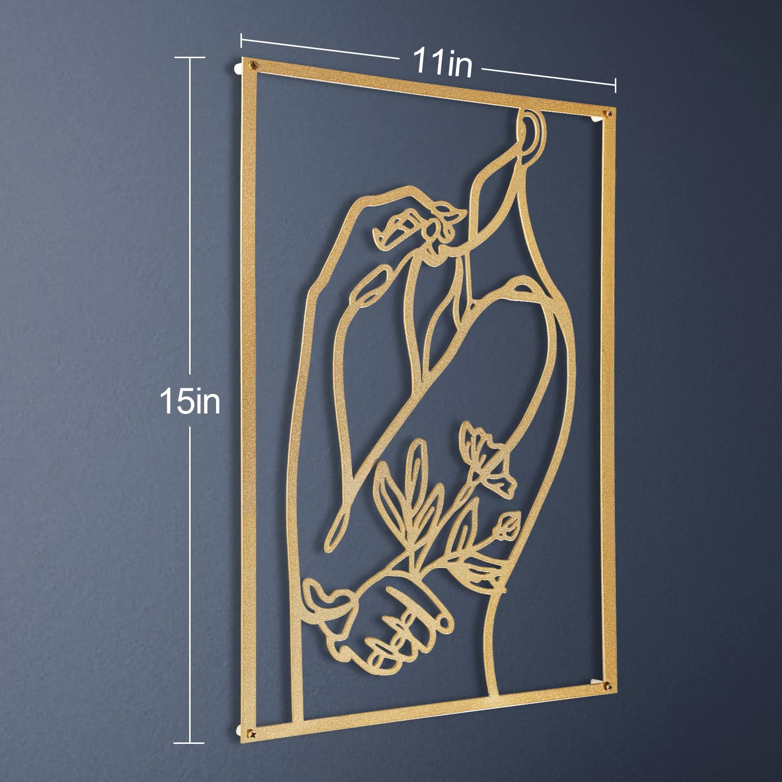 3 PCS Gold Metal Wall Decor Minimalist Line Art Female Body Room 15 Inch