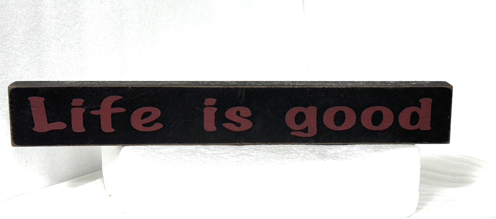 Life Is Good Wood Sign Home Decor 12×2 Black Red