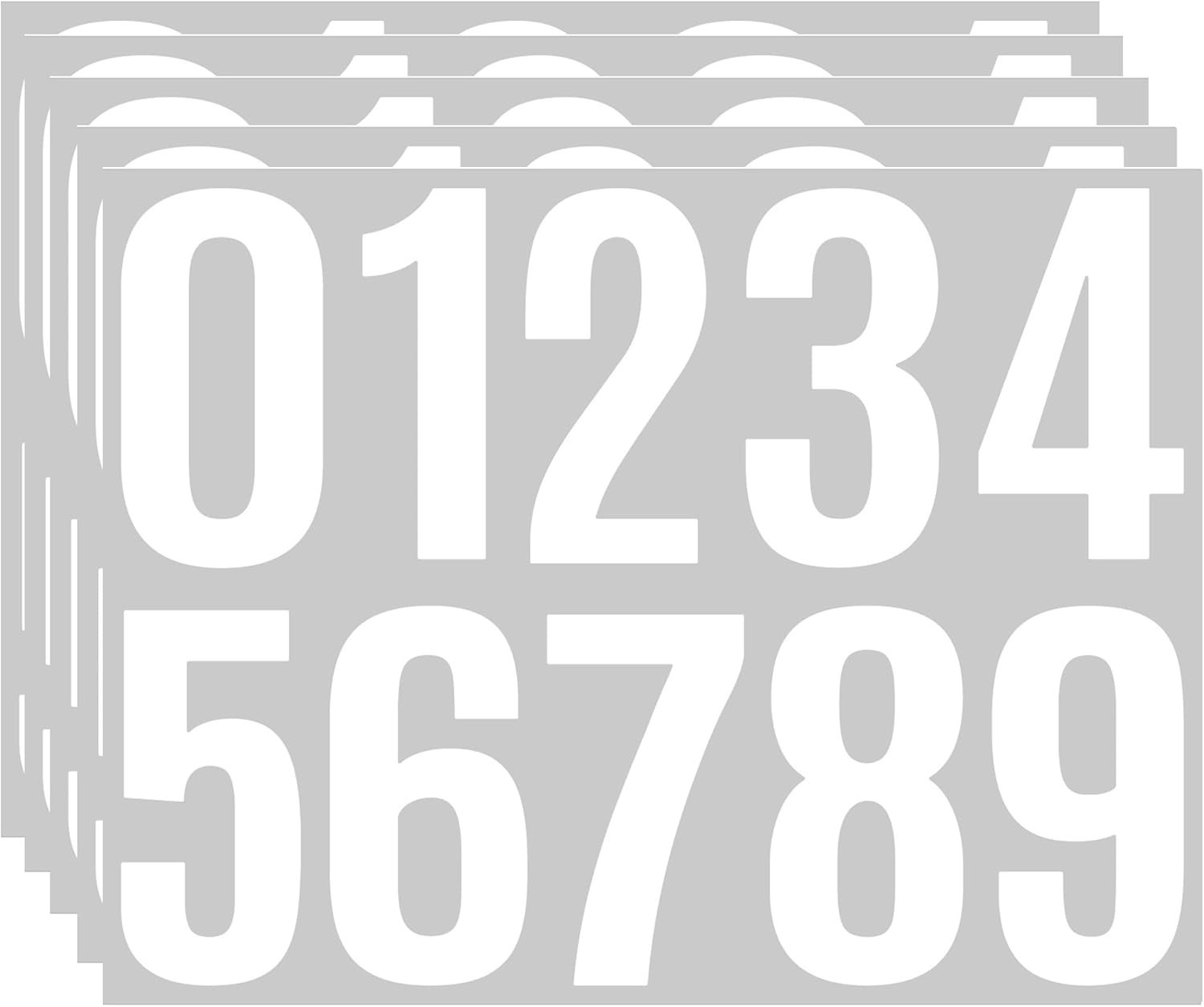 4Inch Large Number Stickers 5Sheets Self Adhesive Waterproof Vinyl Mailbox White