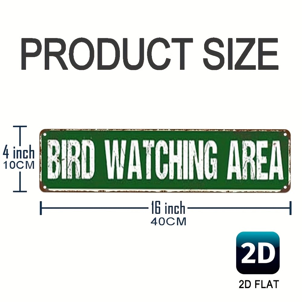 Vintage Bird Watching Sign Green White 4X16 Inches Iron Metal