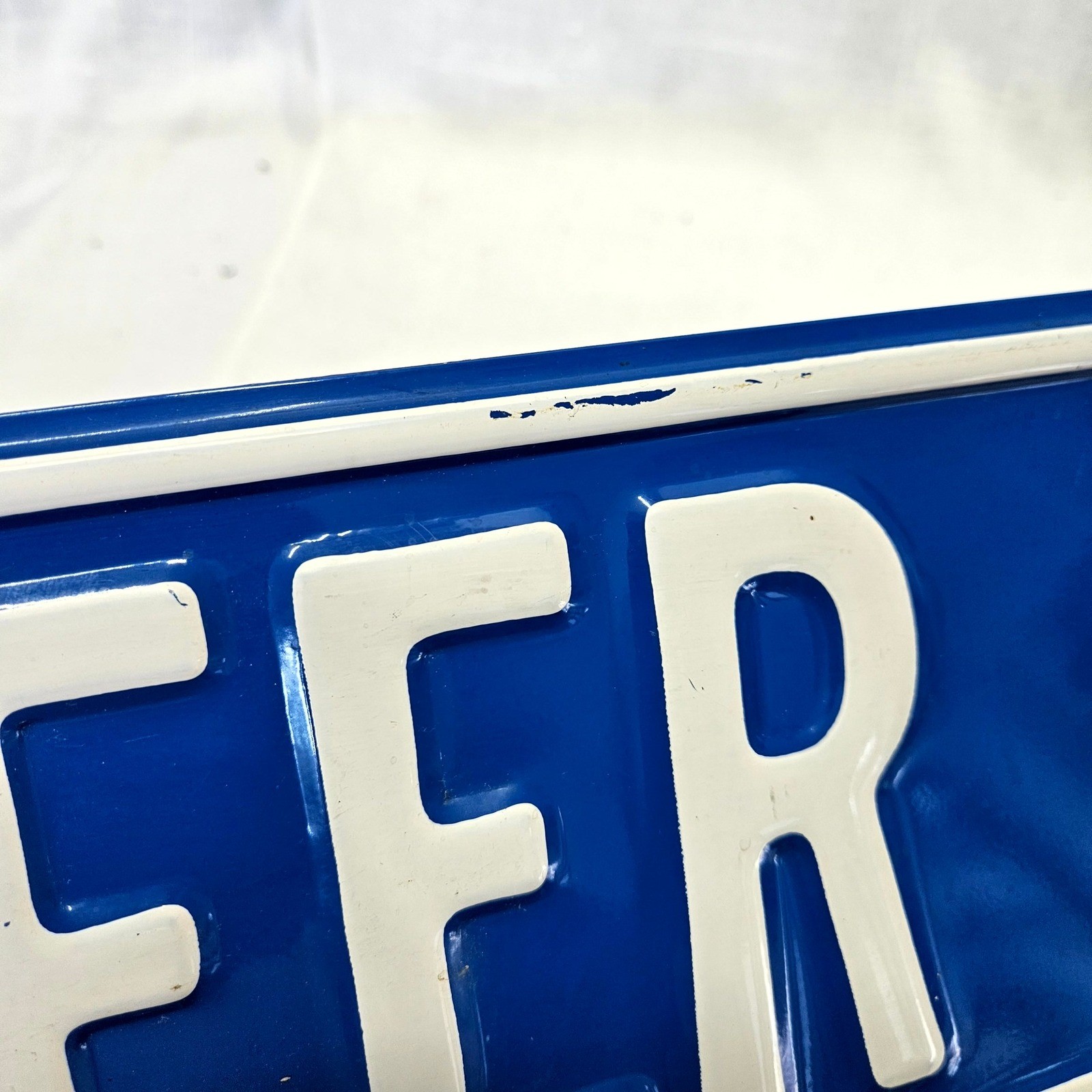 Vintage Surfer Drive Street Sign Metal Embossed Blue White Beach Coastal Decor