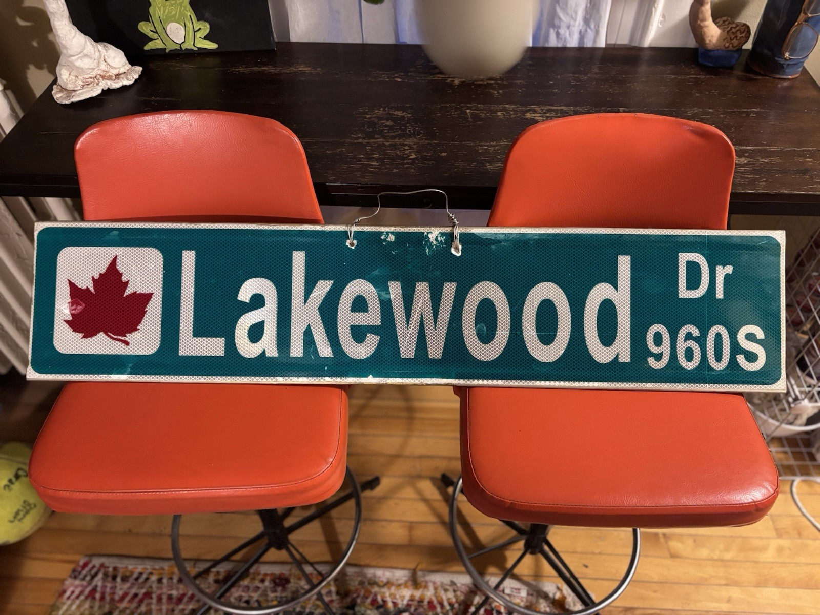 Original Urban Street Art on Metal Street Sign – Upcycled Wall Art Double Sided