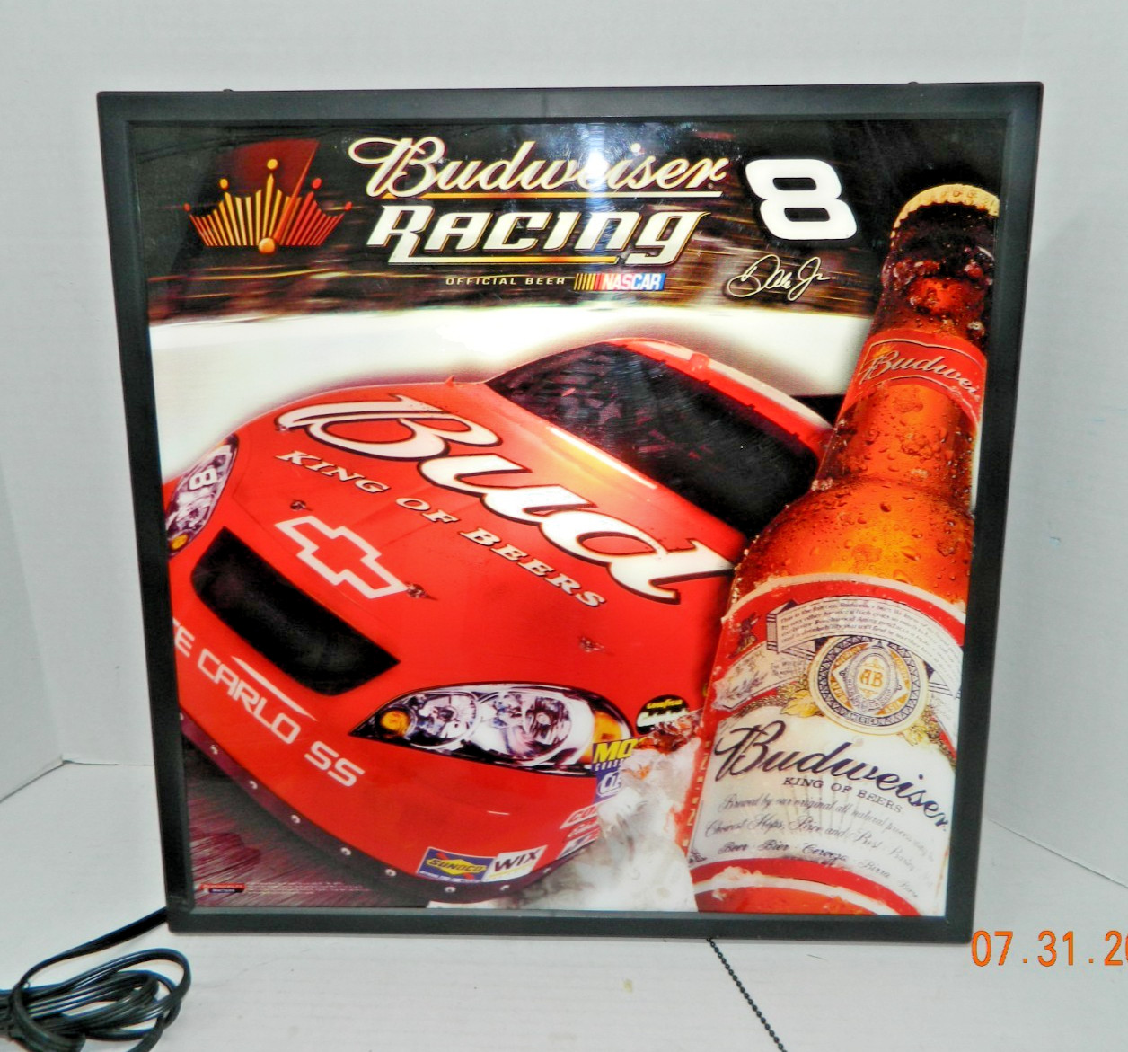 Budweiser Racing #8 Wall Light, Dale Earnhardt Jr., NASCAR Works 18x18X4