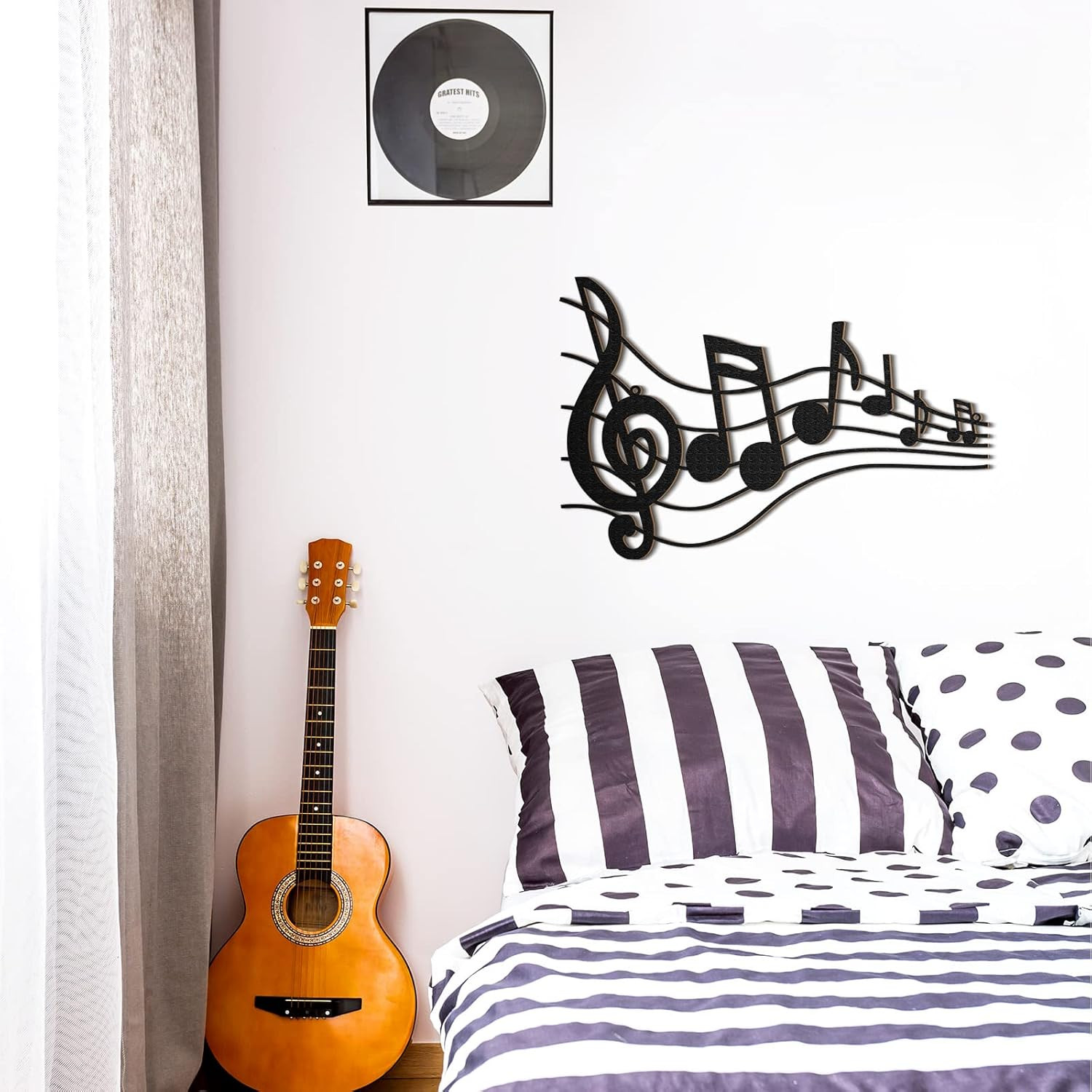 Black Music Notes Wall Decor Musical Art Decoration Vintage Treble Clef Wall Han