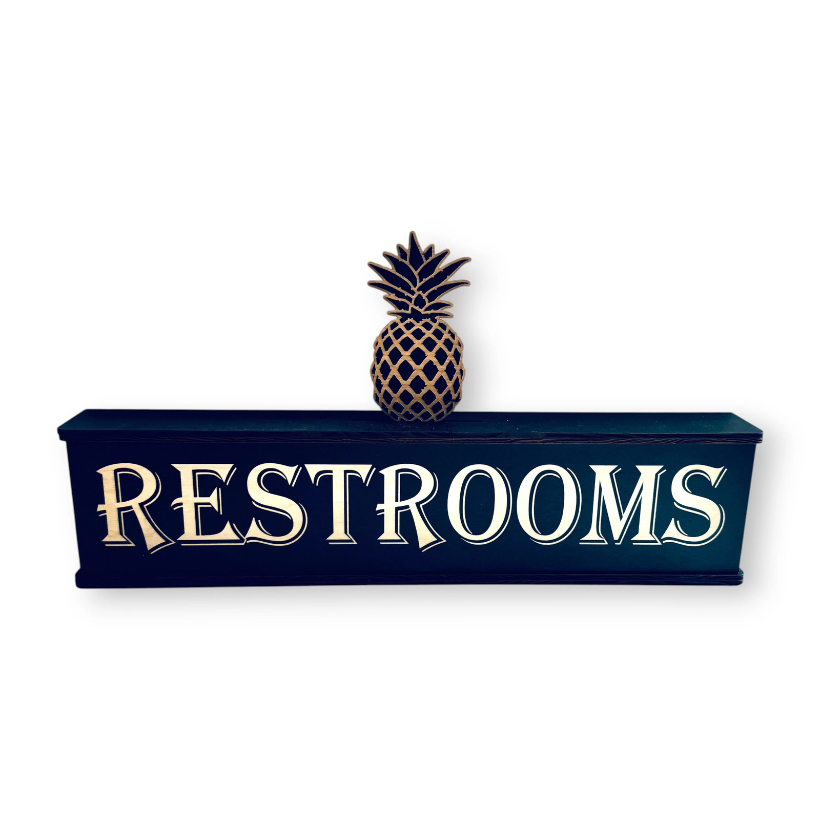 Sign – Restrooms – BLACK – With Add on – Box Sign – 24x6x3 inches
