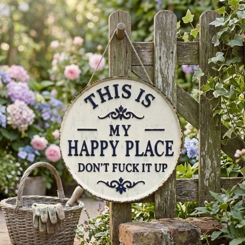 This Is My Happy Place Don’t F It Up Metal Sign Vintage for Home Garden Man Cave