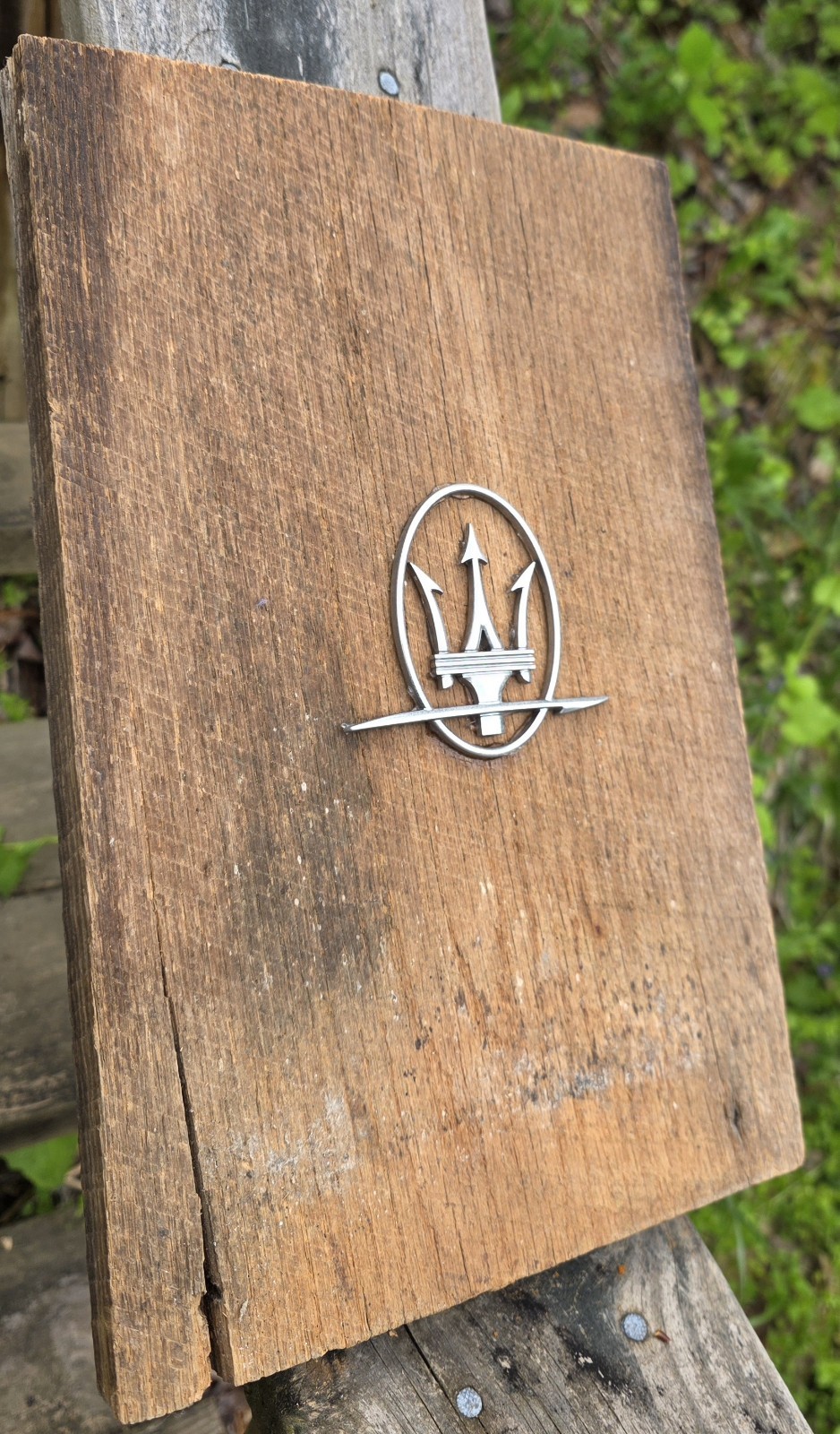 Maserati Door Badge Mounted On Oak Barnwood Sign Wall Art Home Decor Gift Idea