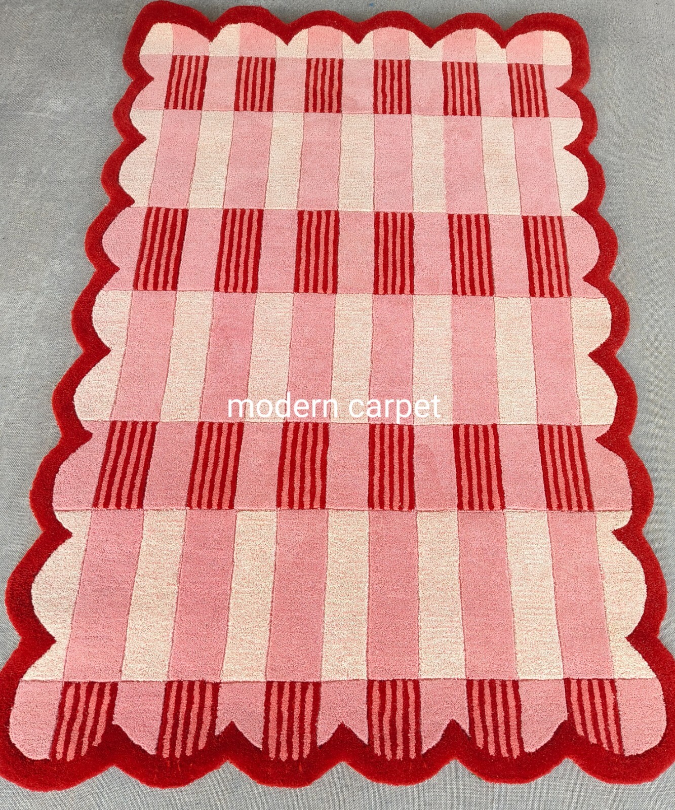 Anthropologie Matilda Goad & Co Light Red Handmade Tufted Woolen Area Rug 8x10ft