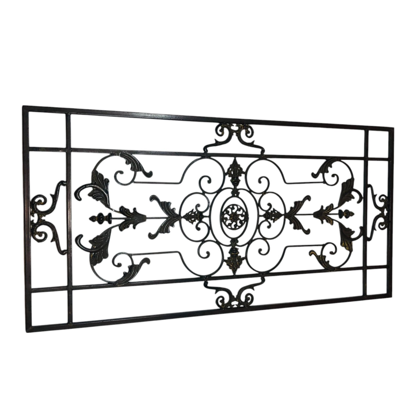 Wrought Iron Rectangular Rustic Wall Decor Scroll Design 39 in x 19.5 in