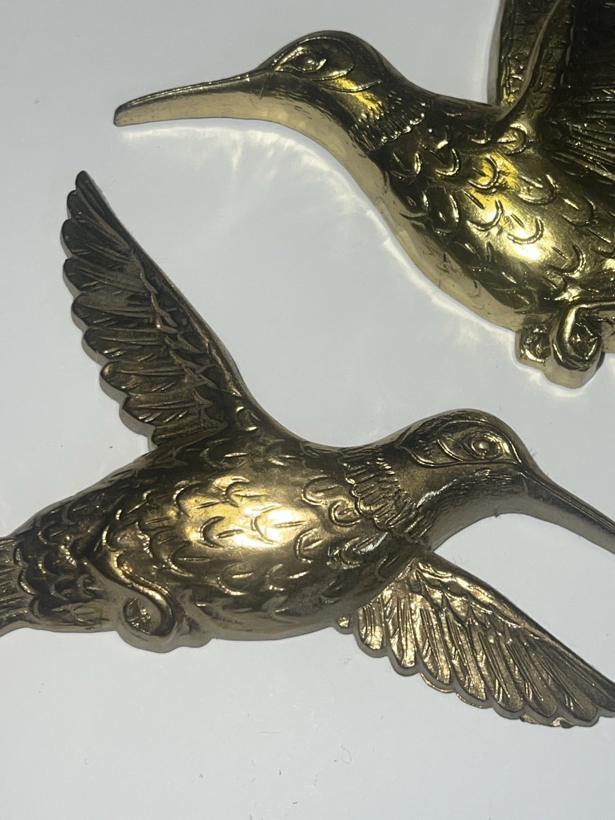 Set of 2 VTG MCM Homco Hummingbirds Wall Art Decor Gold Plastic # 7669 USA 5.5”