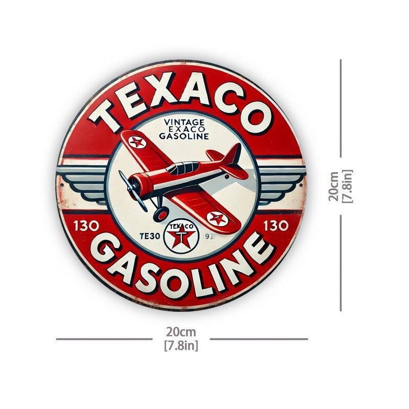 Vintage Texaco Aviation Gasoline Tin Metal Sign Retro Red White 8×8