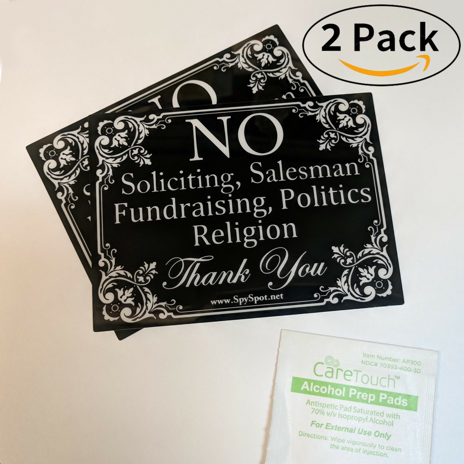 2 Pack of No Soliciting Sign Sticker Vinyl for Door Window Weatherproof Decal