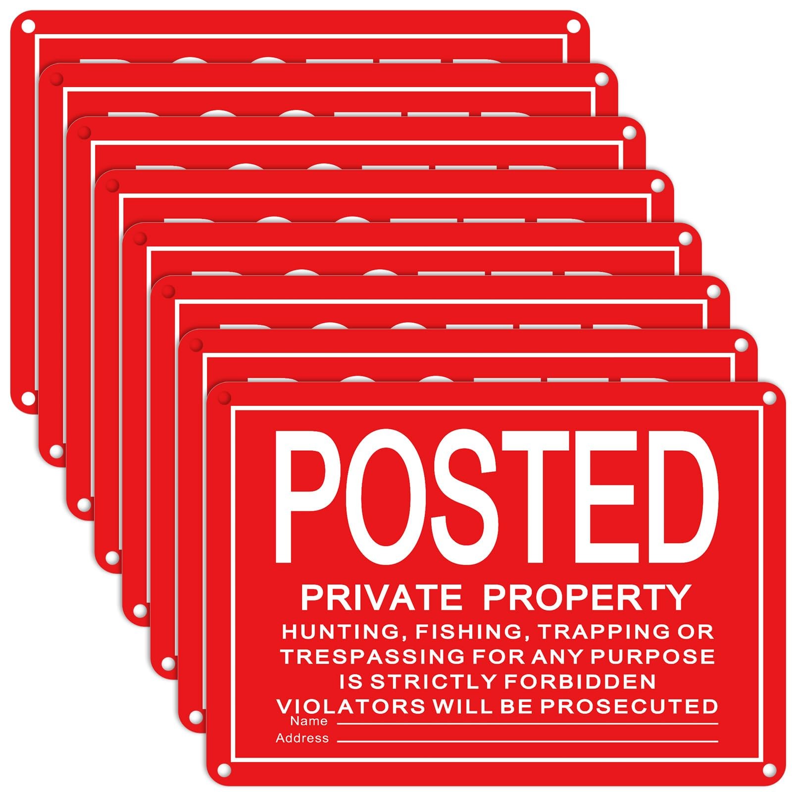 8PCS No Trespassing Private Property Signs 10×7 Metal Aluminum Outdoor Red