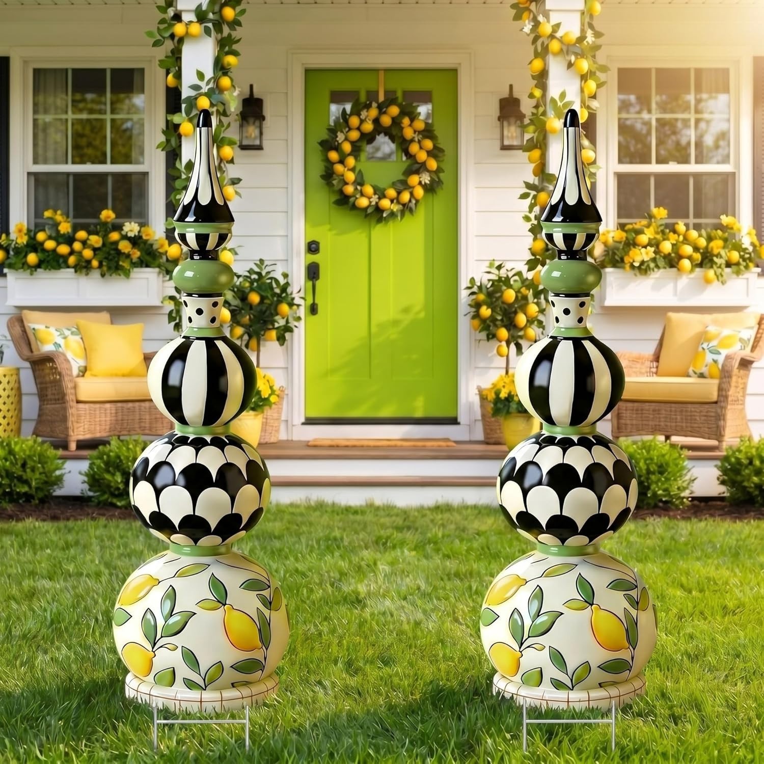 Multicolor 2 Pack Lemon Topiary Decorations – 39″ for Parties & Porches
