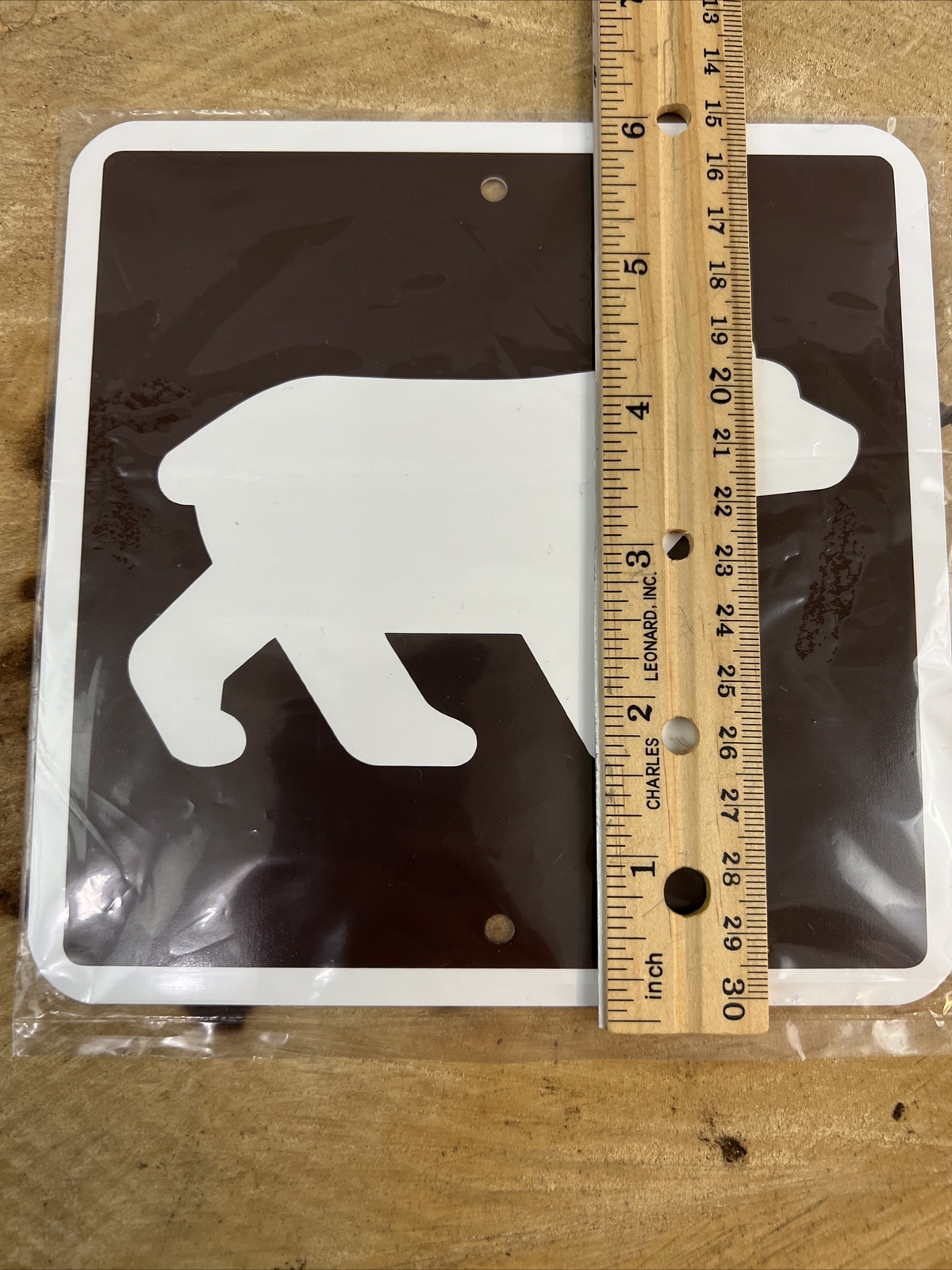Bear Crossing Metal Parks & Recreation Sign mini 6″x6″ in Brown NEW