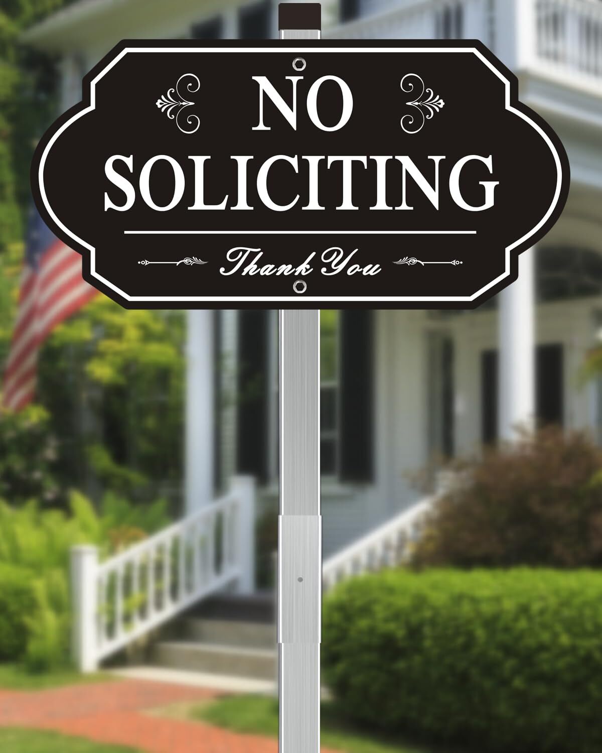 14″ x 7″ No Soliciting Sign with Stakes for House Yard Outdoor Lawn
