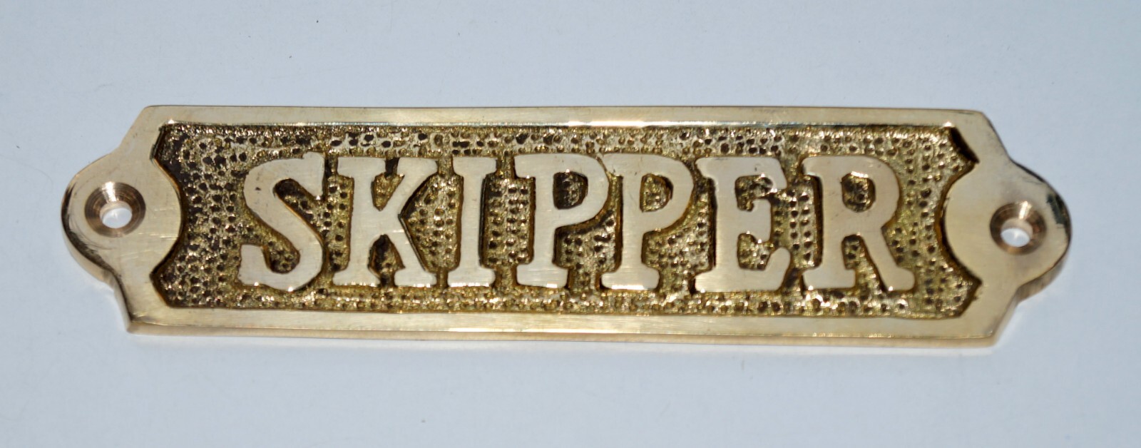 Solid Brass Door Sign “Skipper” – Metal Wall Plaque – Nautical Wall Art Marine
