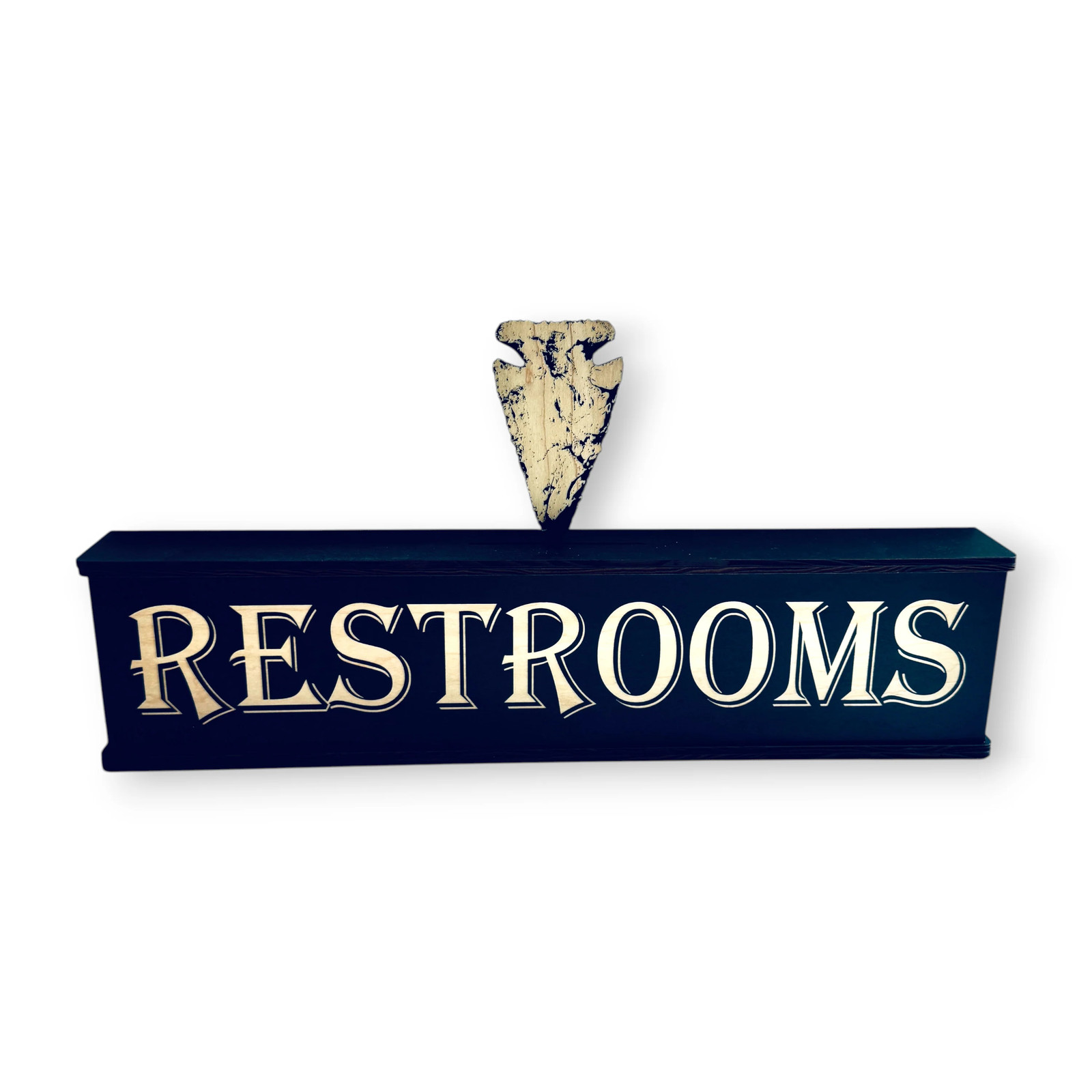 Sign – Restrooms – BLACK – With Add on – Box Sign – 24x6x3 inches