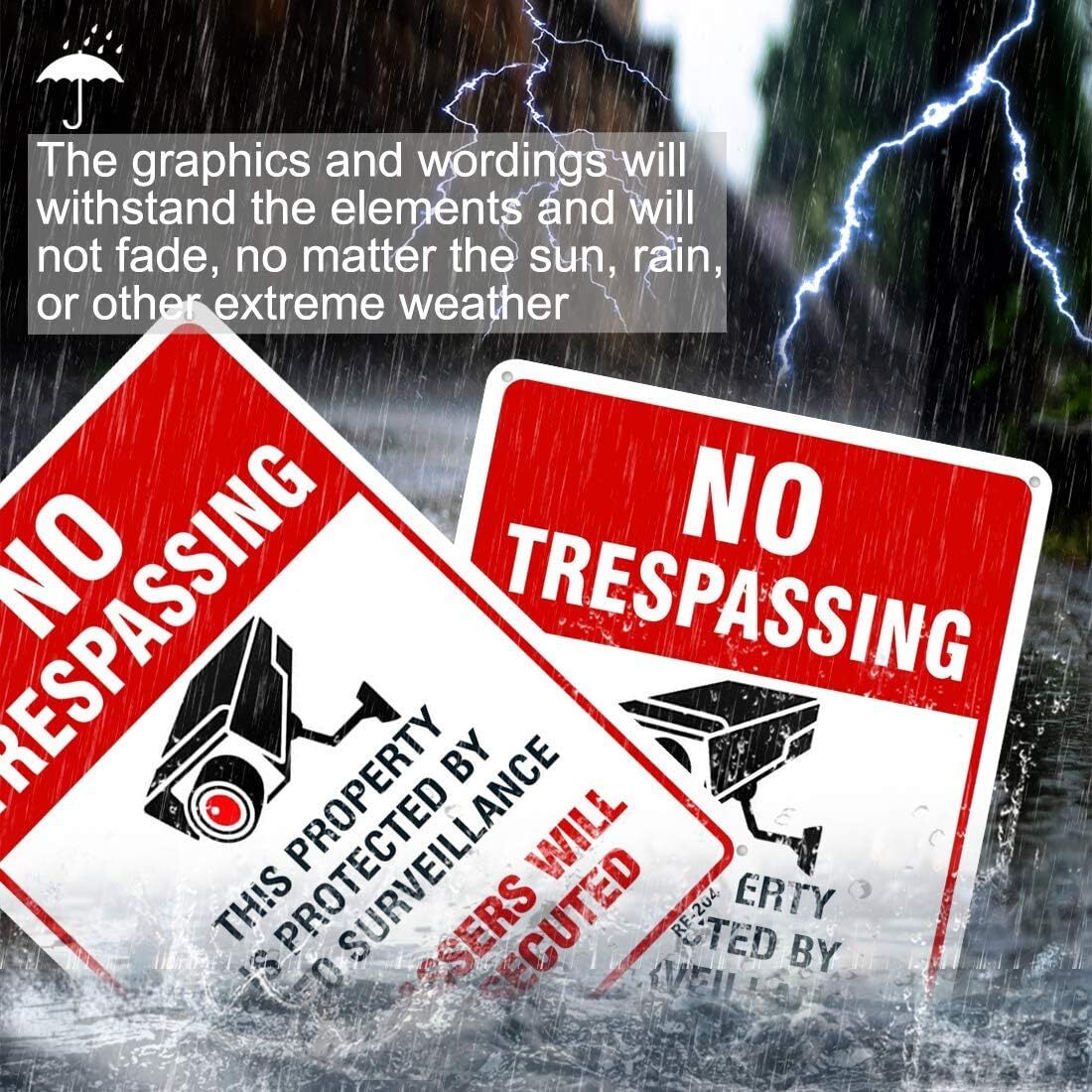 4 Pack No Trespassing Sign 10X14 Inches Heavy Duty Aluminum 7 Year Lifespan