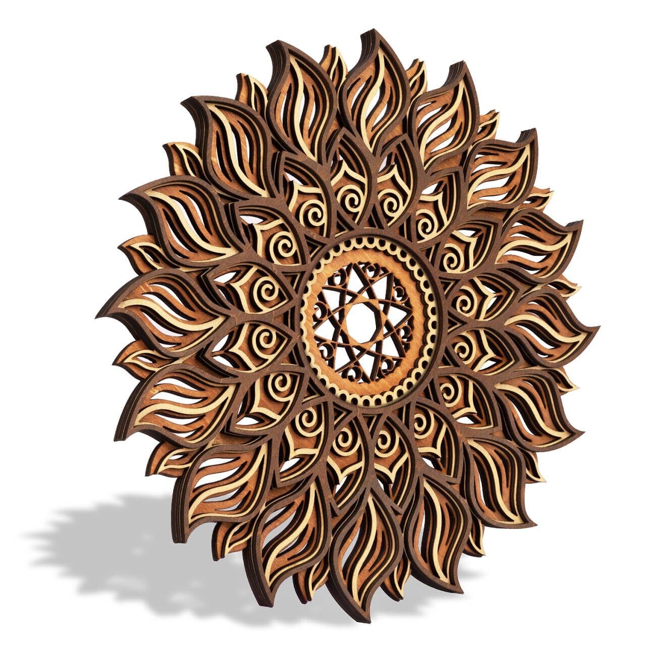 11.8 Inch Sun Wall Decor, Wooden Mandala Wall Art, Hollowed-out Sun Hanging S…