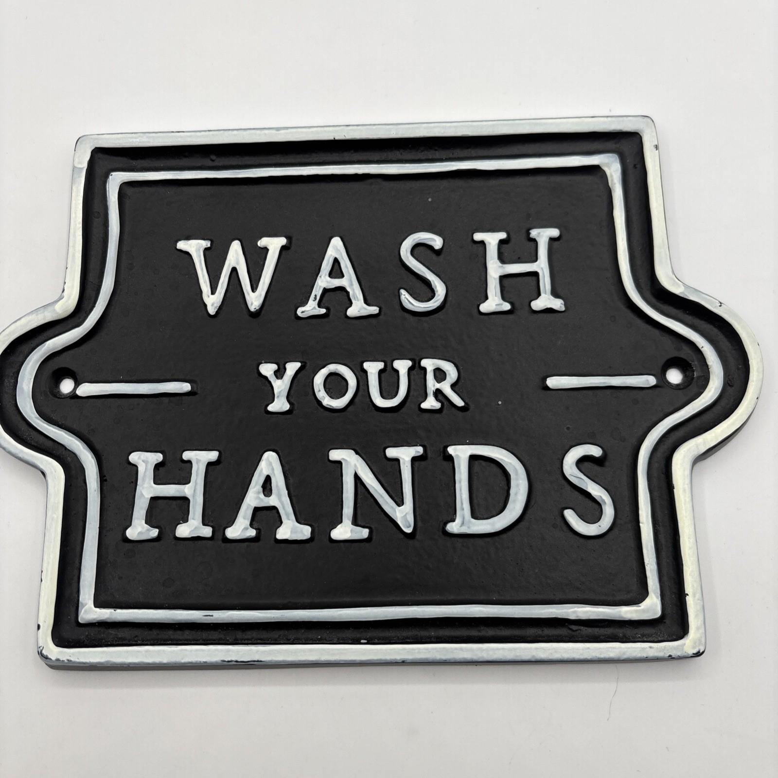 Hearth & Hand Magnolia Wash Your Hands Wall Sign Plaque Black White
