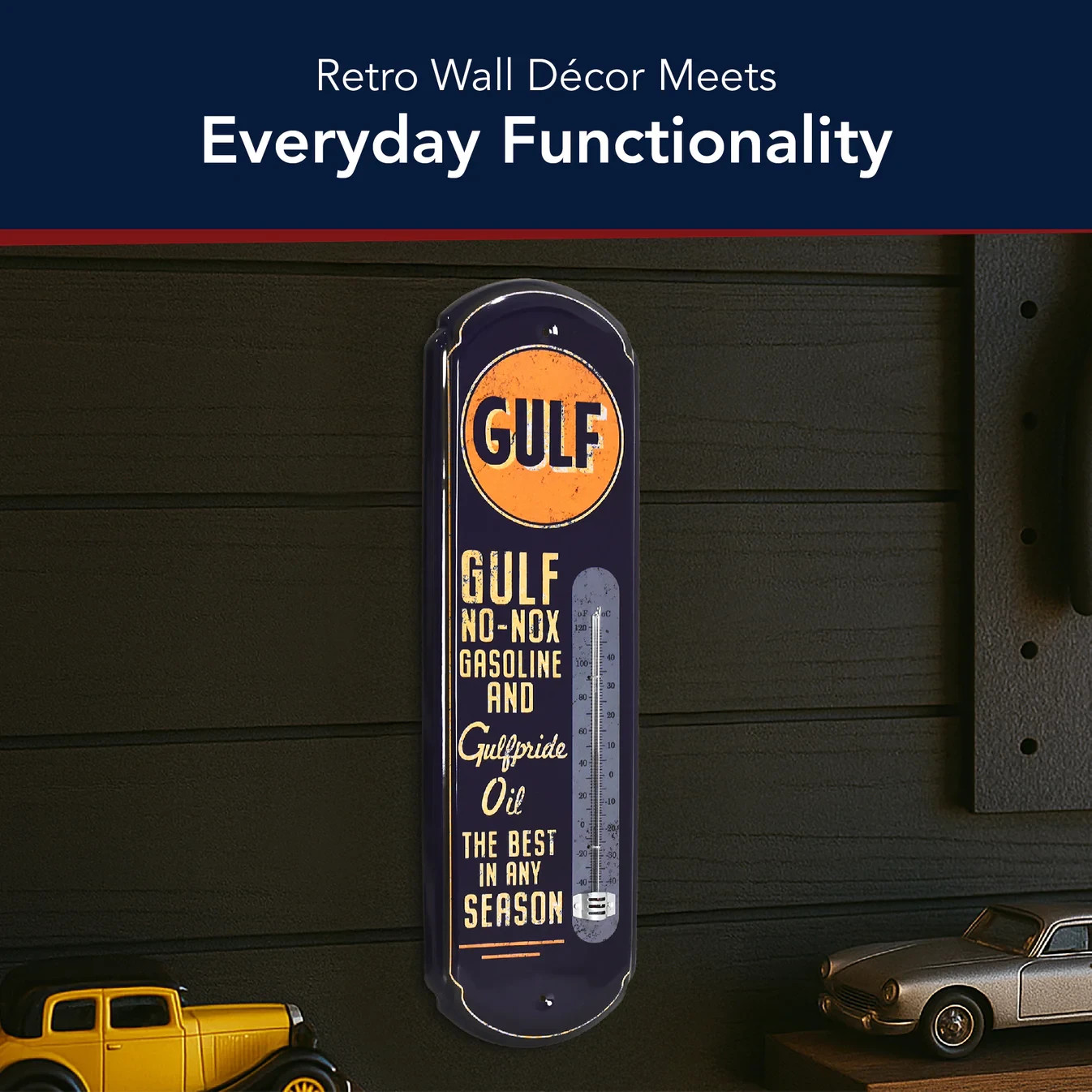 Gulf Vintage Thermometer Metal Wall Sign Garage Man Cave Retro Gas Station Decor