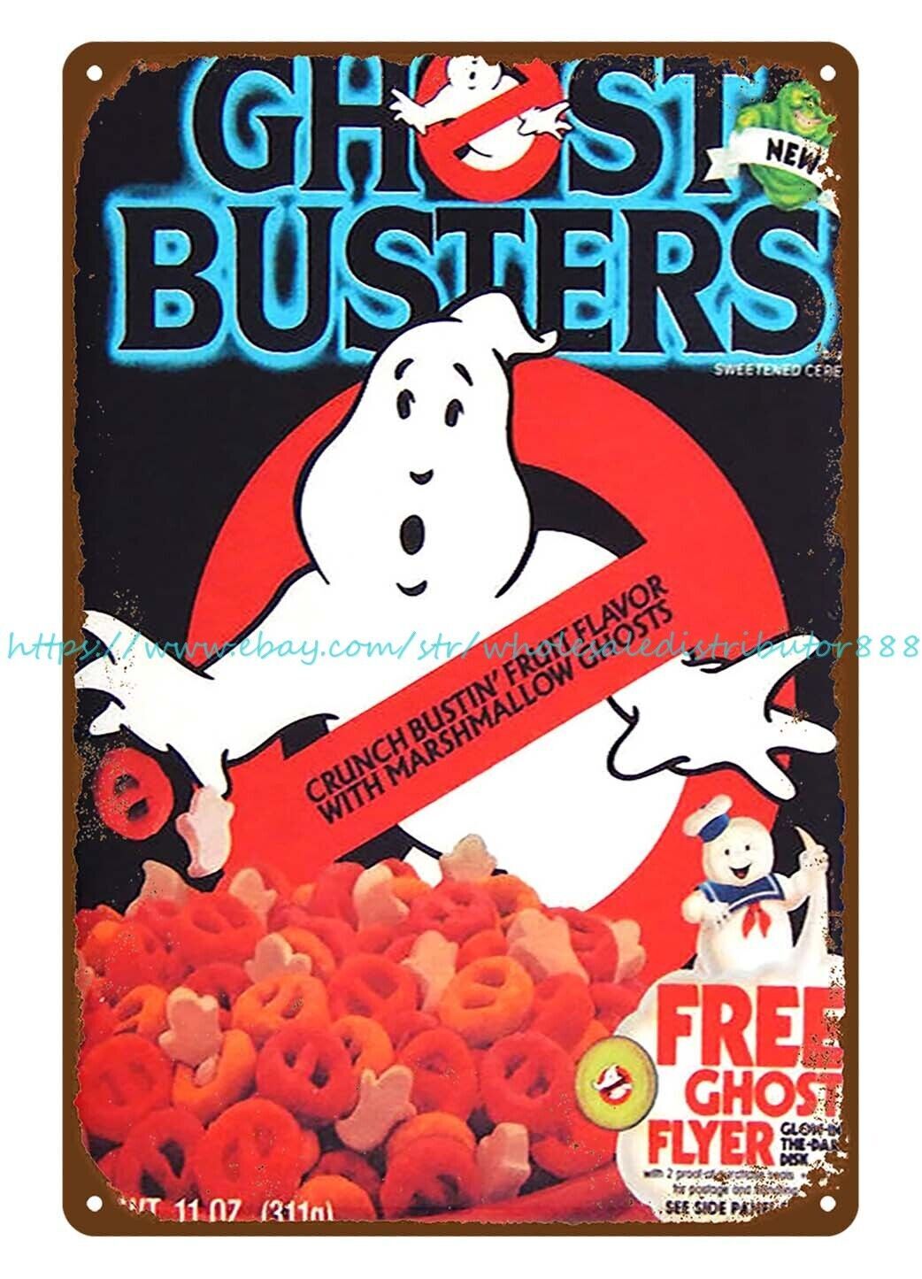Ghostbusters Cereal 1980s metal tin sign garden outdoor reproductions