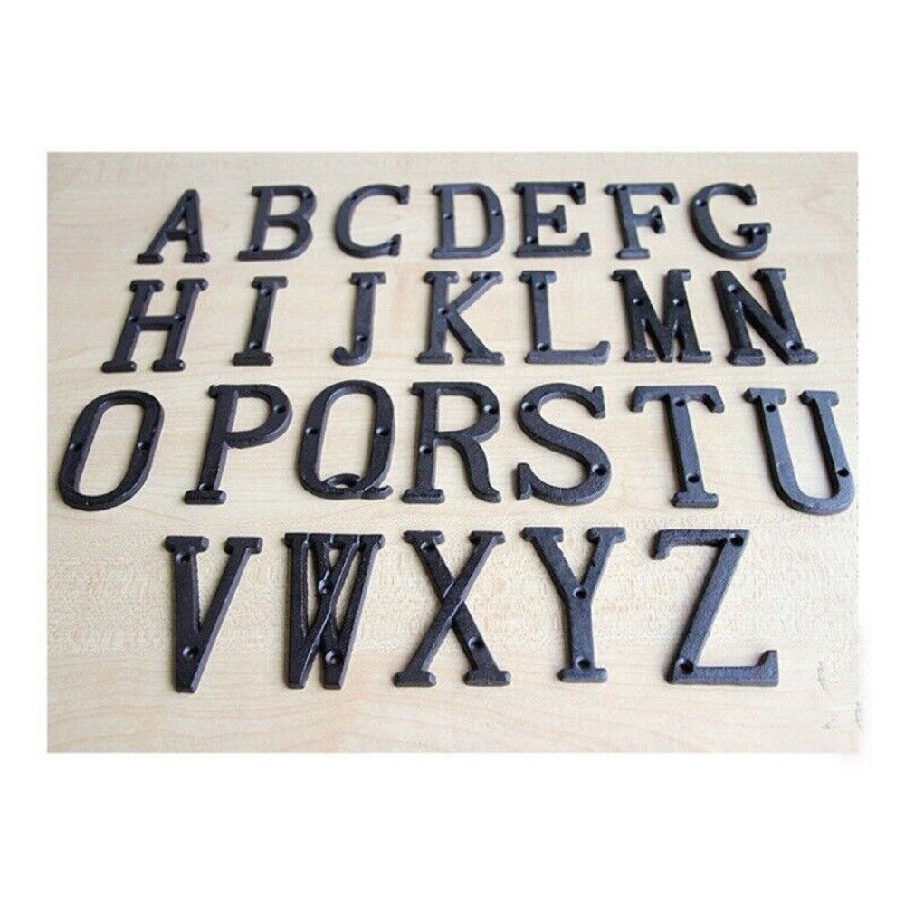 Cast Wrought Iron Black Antique House Door Alphabet 26 Letters & 10 Numbers