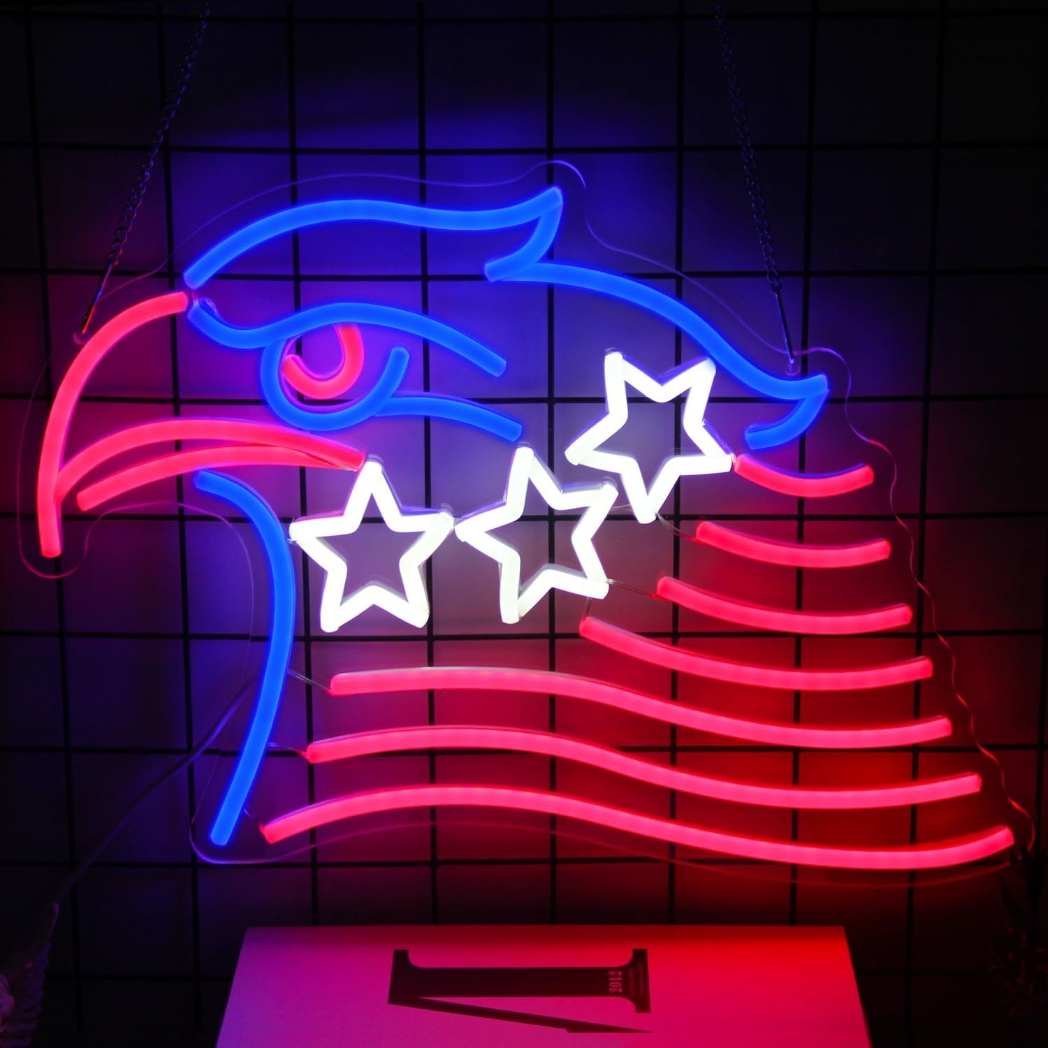 Patriotic Eagle Neon Sign – USA Flag LED Wall Decor for 4th of July, Memorial Da
