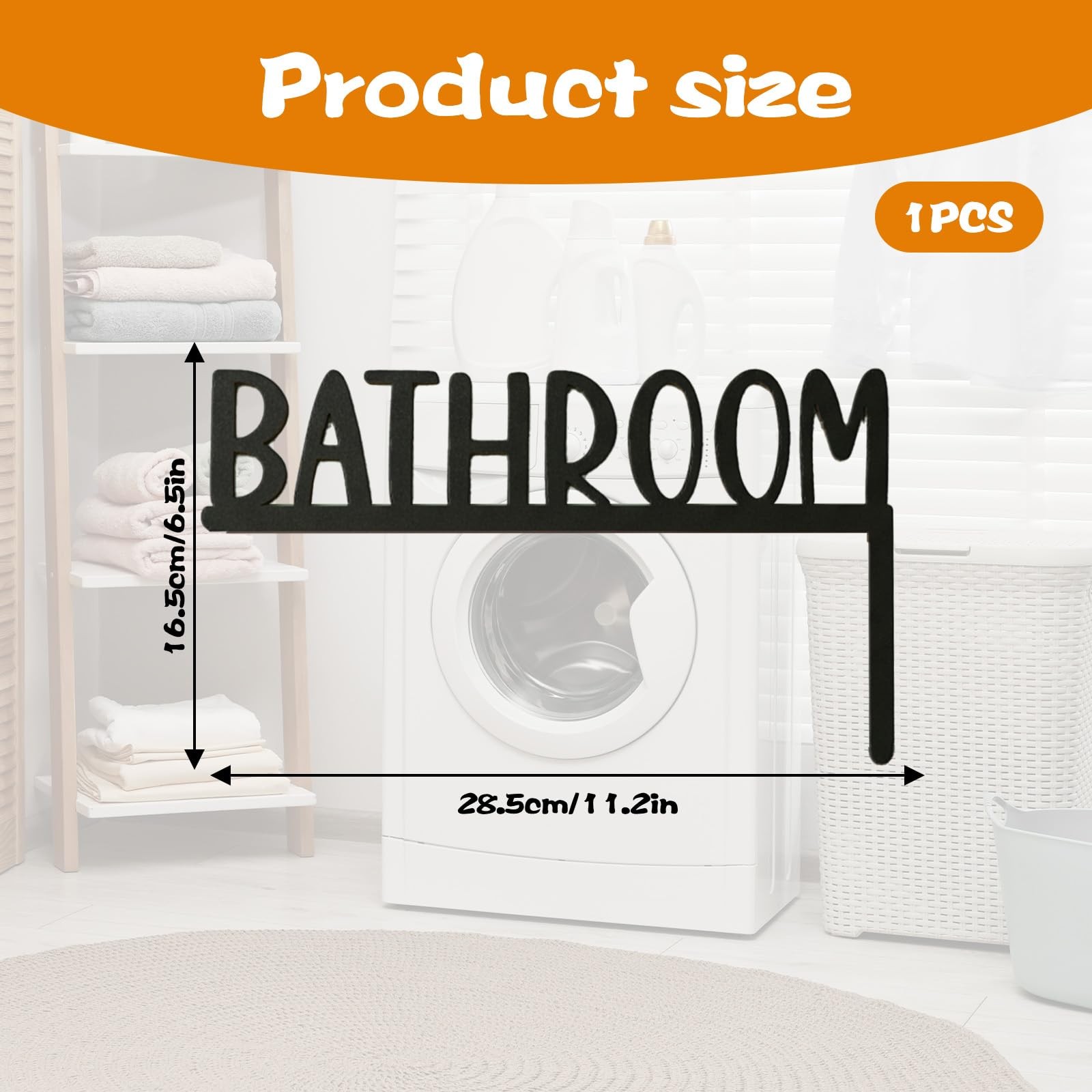 Wooden Bathroom Door Topper Sign Black Minimalist Home Frame Right Side